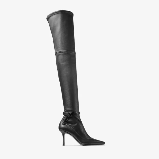Stivali sopra il ginocchio Camie in nappa elasticizzata nera e pelle spazzolata Stivali sopra il ginocchio Camie in nappa elasticizzata nera e pelle spazzolata