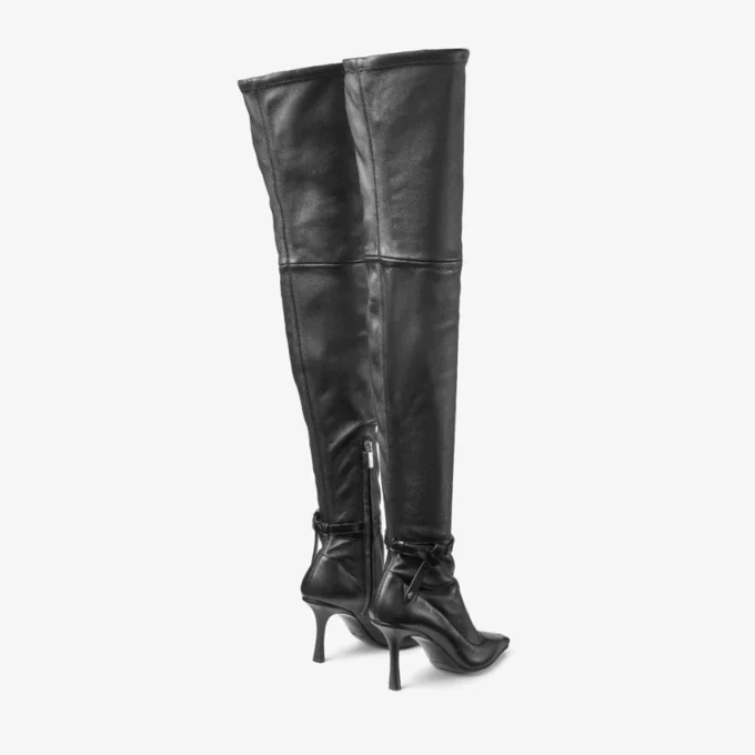 Stivali sopra il ginocchio Camie in nappa elasticizzata nera e pelle spazzolata Stivali sopra il ginocchio Camie in nappa elasticizzata nera e pelle spazzolata