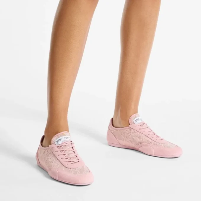 Sunny F in mix di pelle rosa e sneakers basse con lacci jimmy choo Sunny F in mix di pelle rosa e sneakers basse con lacci jimmy choo