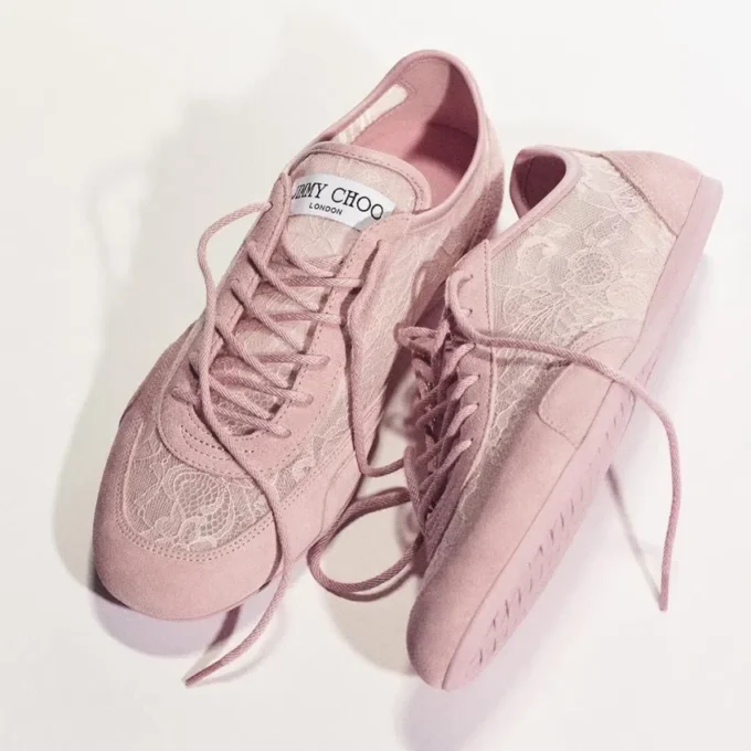 Sunny F in mix di pelle rosa e sneakers basse con lacci jimmy choo Sunny F in mix di pelle rosa e sneakers basse con lacci jimmy choo