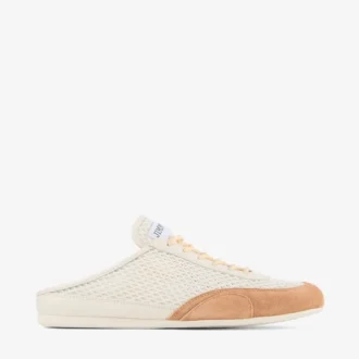 Sunny Mule F Sneakers basse in mix di pelle color latte e caramello e mesh Diamond