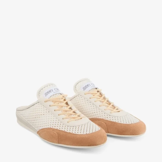 Sunny Mule F Sneakers basse in mix di pelle color latte e caramello e mesh Diamond Sunny Mule F Sneakers basse in mix di pelle color latte e caramello e mesh Diamond