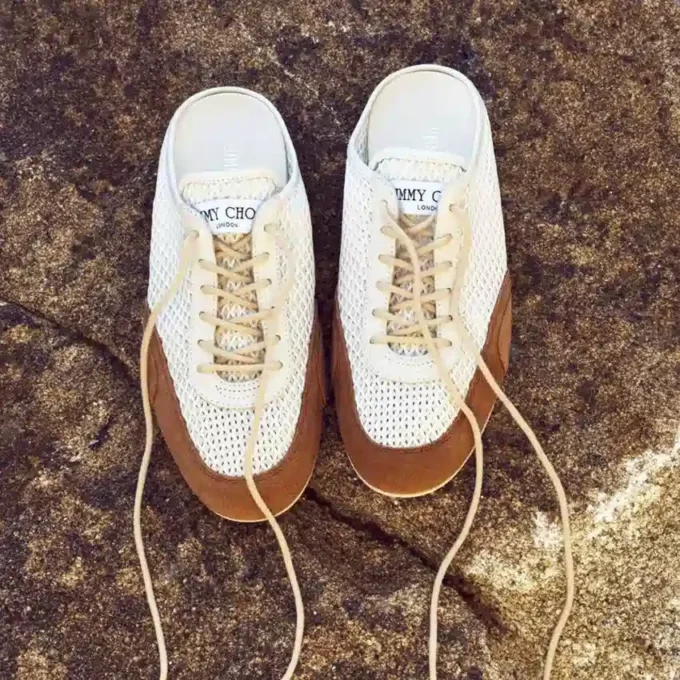 Sunny Mule F Sneakers basse in mix di pelle color latte e caramello e mesh Diamond Sunny Mule F Sneakers basse in mix di pelle color latte e caramello e mesh Diamond