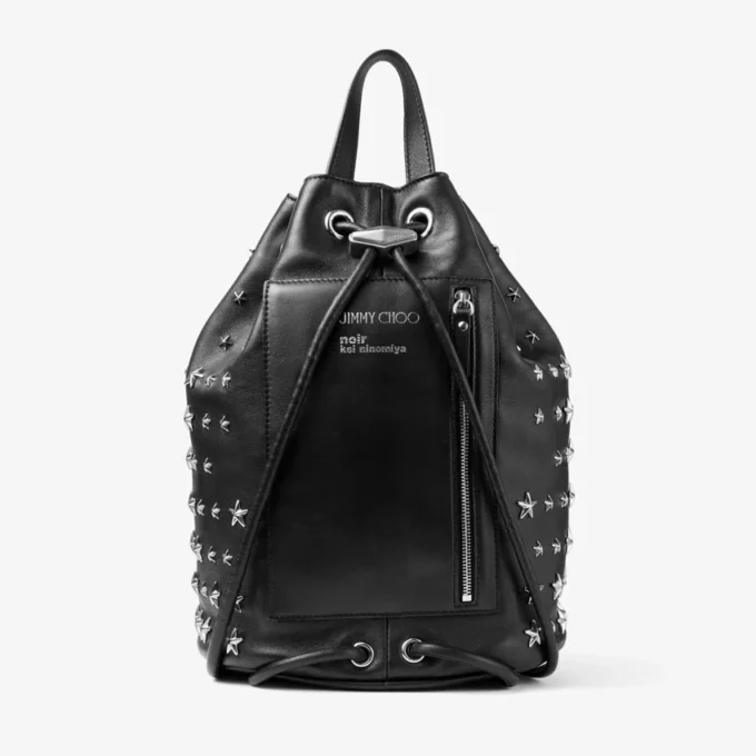 Zaino Jimmy Choo Noir Kei Ninomiya  Zaino in pelle nappa nera con decorazioni metalliche a forma di stelle